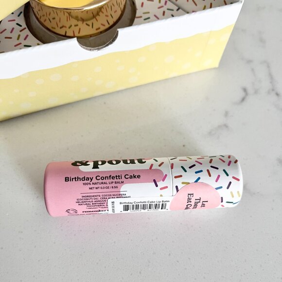 Poppy & Pout Birthday Lip Care Two Piece Gift Set NIB Confetti Cake Balm & Scrub - Picture 4 of 6